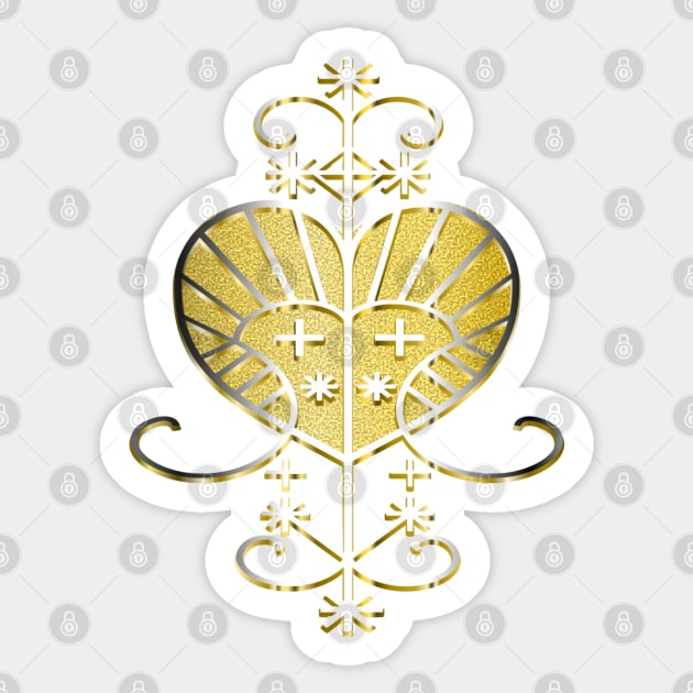 Erzulie Voodoo Veve - Yellow-Gold Fill Sticker by geodesyn